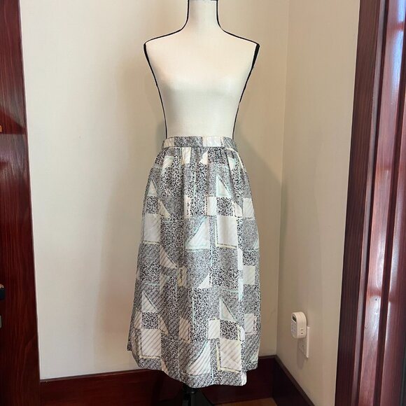 Vintage 80s Mod Abstract Print Skirt by Premonitions Size 12 - Picture 2 of 8